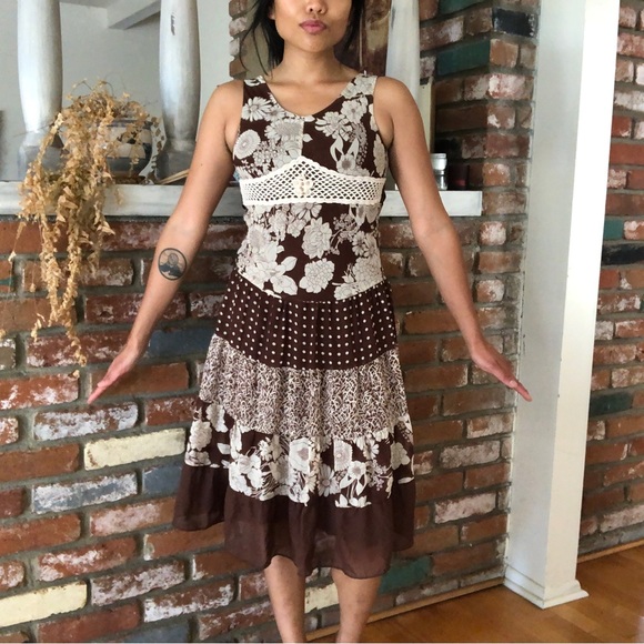 Vintage Dresses & Skirts - Y2K Floral Crochet Mori Kei Polka Dot Dress by Hype